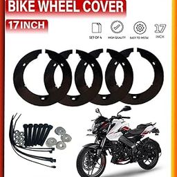 Asryd Bike Wheel Cover for 17 inch Wheel for Bajaj Pulsar RS 200 & All Universal Bike 4Pcs Set (ABS Plastic) Black-17