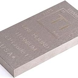 AVIATION METAL & ALLOYS Titanium Bar - 1lb .999 Pure Bullion Bar - Laser Engraved Chemistry Element Design - Collectible, Research, Experimental Use (Zinc Look)-0
