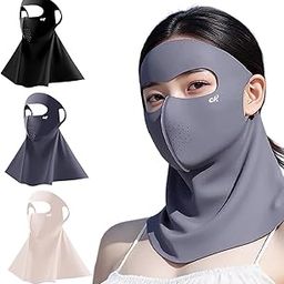 TecoKart® 3Pcs Full Face Mask with Neck Coverage, UV Protection Face Cover for Women, Reusable Breathable Cooling Face Masks for Summer Outdoor Activities, Bike, Travel & Sports-image-21