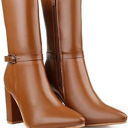 Elegant Women's Mid-Calf Office, Winter Outings, and All Occasion Wear Boots with 9 CM Block Heel-image-94