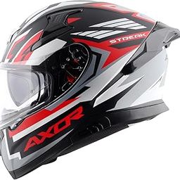 Axor Apex Streak ISI ECE and DOT Certified Matte Finish Full Face Helmet for Men with Pinlock Fitted Outer Clear and Inner Sun Smoke Visor- Dull Black Red Helmet-L-image-6