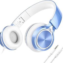 AILIHEN Kids Wired Headphones for School, Headphones with Microphone for Chromebook Laptop Computer Smartphone, 3.5mm Foldable Lightweight Headphones for Teen Teenager (Blue)-picture-26