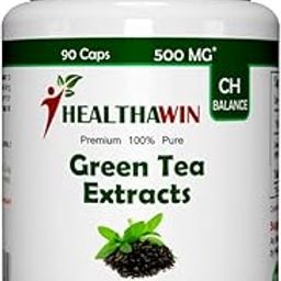 Healthawin GREEN TEA EXTRACT SUPPLEMENT 500 MG, 90 CAPSULES FOR 90 DAYS, Boost Metabolism & Promote a Heart Health - Natural Caffeine Source for Gentle Energy - Promotes Weight Loss, Antioxidant and Free Radicals with 90 % Polyphenol & EGCG-20