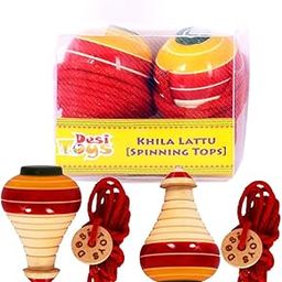 Desi Toys Spinning Tops | Lattu | Bhawra | Latto | Bambaram | Pack of 2 | Traditional Indian Game | Classic Nostalgic Outdoor Games | Fun & Therapeutic | for Kids & Adults | for 6 Years & Up-image-53
