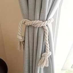 MAKNGRID (142103 2pcs Modern Simple Linen Curtain Straps, 1 Pair of Tie-up Cords, Suitable for Living Room, Kitchen, Bedroom Curtains with Tie Pole and Drapery Tie Curtain Ties Fabric Curtain-image-6