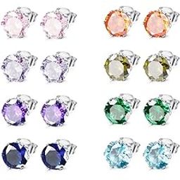 Hypoallergenic Stud Earrings for Women Men Surgical Stainless Steel Birthstone Earrings Studs Colorful Cubic Zirconia Earrings Set Womens small Stud Post Earrings for Sensitive Ears, 5MM,-picture-18