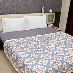 Amazon Brand - Solimo Double Microfiber Quilt|100% Microfiber Exterior|120 GSM|for Mild Winters and Ac Rooms (Creamy Blossom)-image-21
