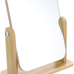 AESTROKE Wooden Vanity Mirror with Stand, 26 cm Height, 22 cm Width, Tabletop Makeup Mirror for Home-picture-20