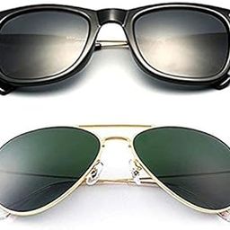 2019 Latest Combo of 2 Wayfarer and Aviator Sunglasses for men and women (Black and Green)-picture-19