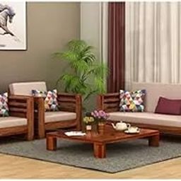 DRIFTINGWOOD Solid Wood 5 Seater Sofa Set for Living Room | Wooden Five Seater Sofa Set with Foldable Tea Tray & Magazine Holder for Office & Home | 3+1+1 Seater Sofa-image-18