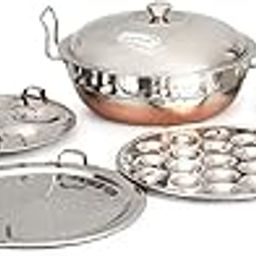WayMore® S.S. Idli Dhokla Cooker Multi Kadai with Copper Bottom All-in-One Big Size 7 Plate, 2 Idli Steamer | 2 Mini Idli | 2 Dhokla Steamer | 1 Patra | Momos Steamer | 4 in 1 | 28.5 cm Dia.-image-8