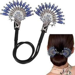 1pcs-Peacock Shape Hair Bun Maker Twister With Shining Blue Rhinestone, Elegant Hairstyle Twist Lazy Curler, Easy Fast Snap Roll Tool, Accessories for Women and Girls(H)-image-55