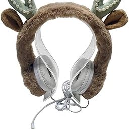 bnf Wired Plush Antlers Headset with Microphone HiFi for Gaming Kid Adult Coffee-21