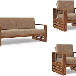 DK FURNITURE Wooden 5 Seater Sofa Set For Living Room | 3+1+1 Seater Sofa For Office & Lounge | Five Seater Sofa Sets With Side Magzine & Newspaper Holder For Home | Sheesham Wood, Natural, Brown-image-11