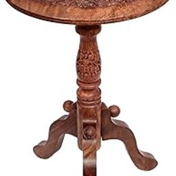 Classical Youth Sheesham Wood Brown Round Multipurpose Corner Wooden Table-image-43