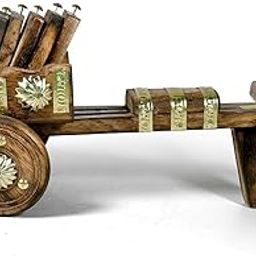 ZUHAIB CRAFTED LEGACY Vintage Wooden Bullock Cart Coaster Set with Brass Accents, Buggy Coaster Decorative Tea, Coffee, Drink hot/Cold Coaster for Kitchen/Dining Table/Office/Restaurant.-image-98