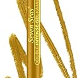 Seven Seas Double Intense Non Transfer Gel Matte Kajal Longwear Eye Pencil | Long Stay | Smooth One Stroke Application | Intense Color Pay Off | Soft Blendable Formula | With Sharpener (Gold)-image-0