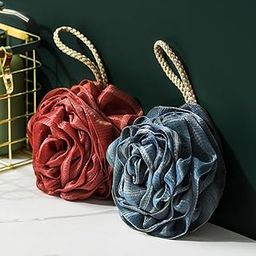 BLISS START 1 pcs Rose Bath Ball Body Scrubber Mesh African Exfoliating Net Loofah Shower Bath Sponge Balls African Net Sponge Shower Accessories - (Multicolour)-image-47