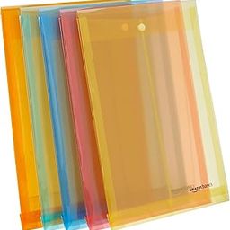 amazon basics 6 Pcs A4 Paper Document File Bag,Transparent Envelope Holder Storage Case, Snap Button Organizer, My Clear Plastic Bag (Multicolor)-image-89