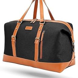 Canvas Designer Sling Duffle Bag with PU Leather, Detachable Shoulder Strap, Easy to Clean & Durable Cabin Luggage Hand Bag-51