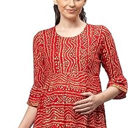 Women's Cotton Relaxed Fit Printed Maternity Feeding Top-image-6