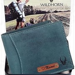 Customised Gifts For Men | Personalized Leather Wallet Mens -Name/Logo Printed On I Unique Birthday Anniversary Gift Boy Love Husband Employees Clients, Blue Hunter,2-56