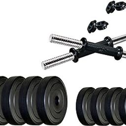 StarX 4 kg Home Gym Exercise Set of PVC Plates with 1 Pair Dumbbell Rods-image-57