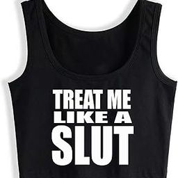 Treat Me Slut Crop Top Cotton Sleeveless Vest Woman Tank Top-72