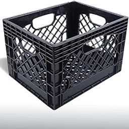 PULSE GEAR Heavy Duty Plastic Milk Crate – Stackable Black Storage Bin for Home, Office, Garage, Warehouse – Durable Utility Organizer 13"(L) x19(H) x11(W)- BLACK-image-82