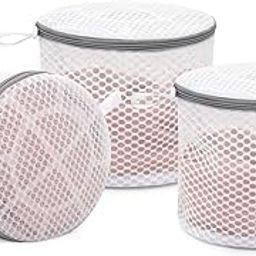 3Pcs Durable Honeycomb Mesh Laundry Round Bags for Delicates, Lingerie Wash Bag (6 x 7 Inches)-image-80