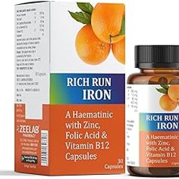Zeelab Rich Run Iron Supplement | A Haematinic with Zinc, Folic Acid and Vitamin B12 Capsules (30 Capsules per Jar)-image-64