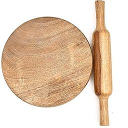 Wooden Rolling Pin and Board Set, Traditional Mango Wood Kitchen Tools for Baking and Cooking-image-28