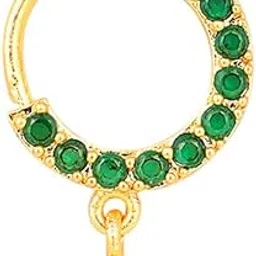opal touch Women Nose pin/Nath Nose Ring Traditional Jewellery-Green Gold Nose Pin-picture-1