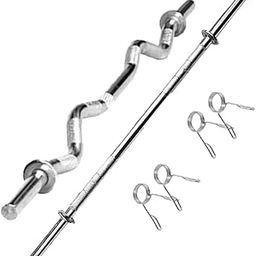 FITNACE Weight Lifting Rod, Gym Bar 3 Feet Curl Bar and 4 feet Straight Bar with Locks, Chrome Plated Steel Gym Rod for Exercise, Fitness and Home Gym-image-30