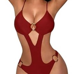 Women's Sexy Black Bikini Set Adjustable Spaghetti Straps & High Waist Cheeky Bottom Two Piece Swimsuit for Beach & Pool Cut-Out Design with O Ring Details-image-84