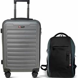 Contour Luggage Bag 38L & Laptop Backpack with USB Charging Port 28L Combo | Textured Hard-Sided Trolley Bag, Cabin Luggage | Travel Backpack for Men-picture-0