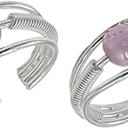 Pure Silver Three Line Centre Pink Bead Toe Ring (Chandi Bichhiya) For Women ~ 2 Pieces-image-77