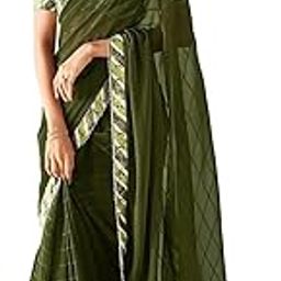 Women's Marble Woven Checks Dyed Cotton Sarees For Women With Lace & Un-Stitched Blouse Material (Diva)-image-75