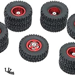 ATORSE 4Pack Rubber Tires Set Compatible with Wpl B16 B36 1/16 Rc Car Replacements Red-19