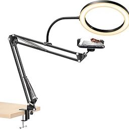 TechMaven Overhead Table Tripod with Ringlight for Mobile | 360 Degree Angle Lazy Magic Arm Mobile Holder Phone Stand with Ringlight for Video Shooting, Cooking, Study Table, Desk, Bed, Wall-21