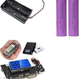 ROBOMALLS DIY Power Bank kit 18650 Power Bank Module with Dual USB Output + 2X 18650 2000Mah li ion Battery + 2 Battery Holder (Pack of 3)-18