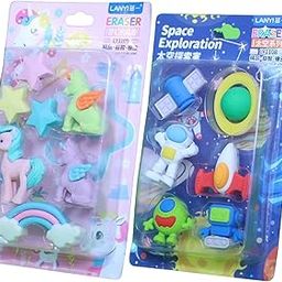 Fancy Unicorn 7 pc-Astronauts 6 pc Erasers Set-13-Piece Pencil Erasers for Kids Includes Unicorns,Rainbows,Stars,Astronauts,Planets & Rockets Fun School Supplies for Girls,Boys Perfect Birthday Gifts-image-84