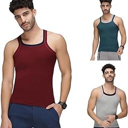 Amul Comfy Pack of 3 Cotton Round Neck Sleeveless Solid Men Vest-image-1
