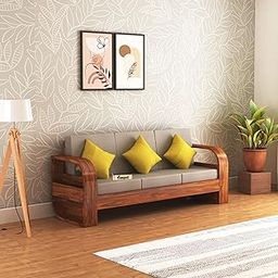 Ganpati Arts Sheesham Wood 3 Seater Sofa Set for Living Room Home OfficeSolid Wood Sofa Set Furniture Wooden Sofa Set 3 Seater (Natural Finish)-image-50
