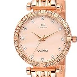 Watches for Women Round Studded Dial |Analogue Quartz Movemnet Ladies Watch|Long Battery Life|Stainless Steel Adjustable Bracelet Chain Strap|Double Lock Clasp Safety Watches for Girls-11