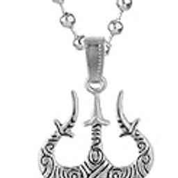 Silver Color JAR0234-03 Brown Beads Rudraksha Hindu God Religious Lord Shiva Trishul Mahadev Bolenath Mahakaal Locket Pendant Necklace With Ball Chain For Unisex Adult-image-52