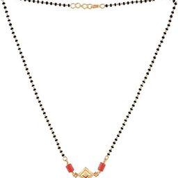 black beads Mangalsutra karimani 18" SHORT with White stone pendant one gram gold No.1371-image-77