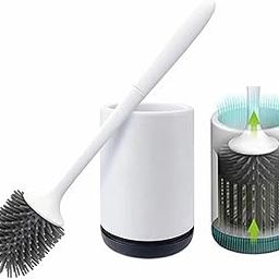 Gnanishwa Silicone Toilet Brush and Holder Set Soft Bristle, TPR Cleaning Brush with Drying Base (White, Floor/Wall Mount) (Pack of 1)-image-17