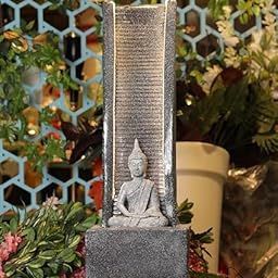 Home Decor Water Fountain Buddha Curve Fiber Water Fountain for Living Room Home Decor Garden Patio Deck Porch - Yard Art Decoration Gift Gifting with LED Lights Water Pump-image-57