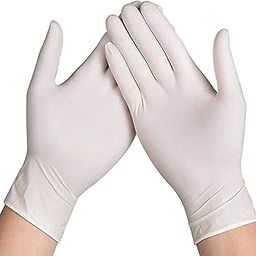 Latex Hand Gloves | Pack of 1 (100 Pieces) | Large Size | Disposable | Surgical | Non Sterile | Medical Examination | All-Purpose | Less Powdered | Cleaning Pack of 1-12